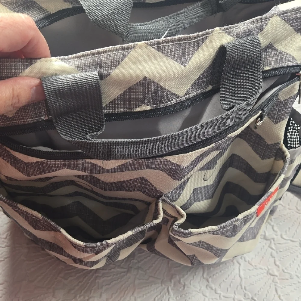 Diaper Bag Chevron Gray and Cream Bag